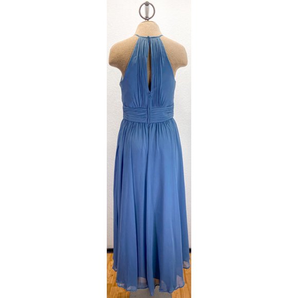 Kennedy Blue Halter Maxi High Waist Key Hole Back Light Blue Zip Dress Sz. 6 - Picture 3 of 8